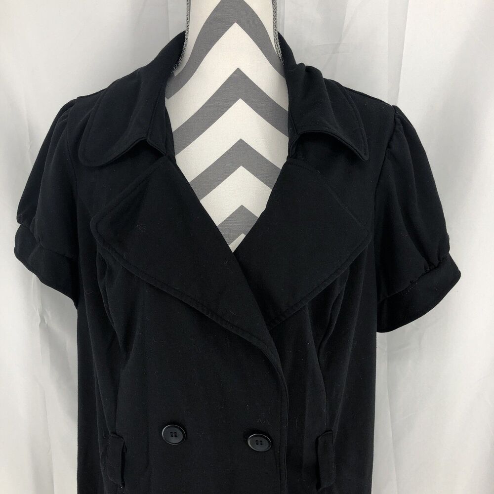 Halo Black Short Sleeve Blouse Double Breasted Jacket 3X Plus